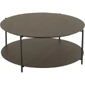 Jline Salontafel rond MDF/metaal donkerbruin klein