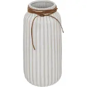 Atmosphera Bloemenvaas Antique Roman - creme wit - keramiek - D12.8 x H28 cm - stelen en boeketten