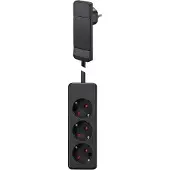Bachmann SmartPlug platte stekker, met 3x geaard stopcontact, zwart, 1,6 m