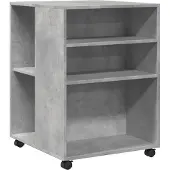 vidaXL Bijzettafel met wieltjes 55x60x78 cm bewerkt hout betongrijs