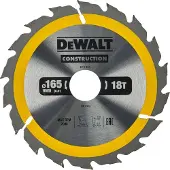 DeWalt Cirkelzaagblad voor Hout | Construction | Ø 165mm Asgat 30mm 18T - DT1936-QZ