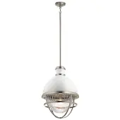 Kichler LED Hanglamp Tollis | 1X E27 Max 40W | Dimbaar | Brushed Nickel & White