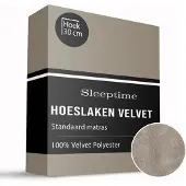Sleeptime Velvet Hoeslaken - taupe - 140x200 cm