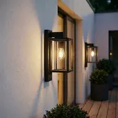 LUCANDE Wandlamp buiten Ferda , dimbaar, zwart, Aluminium, Modern, Wandlamp buiten