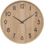 Atmosphera Wandklok/muur klok - Woody - Dia 55 cm - hout - beige - keuken/kamer/kantoor
