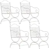 CLP Tuinstoel set van 4, metalen uitvoering, model Lotta, handgemaakt in Jugendstil-stijl, met armleuningen, antiek wit