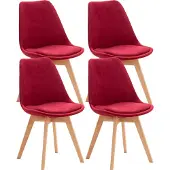 CLP Linares Set van 4 eetkamerstoelen rood Fluweel