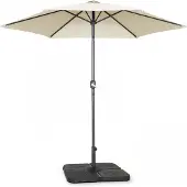 Oviala - Kantelbare rechte parasol van 3m met 4 vulbare witte gewichtsplaten - Matera