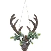 LIGHTS - Kerst rendierkop ophangdecoratie 34 cm hout