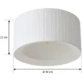 LINDBY Plafondlamp , Virelle, dimbare, Wit, Woonkamer, Stof