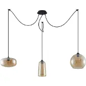 LUCANDE Glazen hanglamp Zyli, dimbaar, crème / amber, Woon-/ Eetkamer, Glas, Vintage, hanglamp