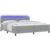 vidaXL Boxspringbed met LED-verlichting, lichtgrijs, 200 x 200 cm, gestoffeerd