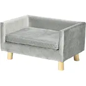 PawHut -Huisdierenbank - Polyester - 64x45x36cm - Grijs