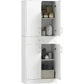 HOMCOM -Keukenkast-70,8x34x180cm-Hout-Wit