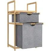 HOMCOM -Wasmand-44x34x84,5cm-Bamboe-Natuurlijk Hout