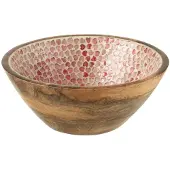 J-Line Kom hart mozaiek mango hout roze large
