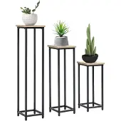 Outsunny Bloemenstandaard Set - Spaanplaat - 21x21x90cm - Zwart