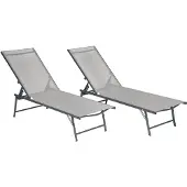 Happy Garden Set van 2 opvouwbare ligbedden SICILIA in grijs textilene - antraciet structuur