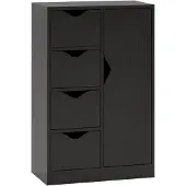 HOMCOM -Badkamerkast-54x29x83cm-Spaanplaat-Zwart
