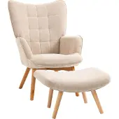 HOMCOM - Fauteuil met voetenbank - Polyester - 72x80x101cm - Beige