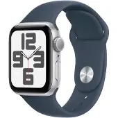 Apple Watch SE 40 mm (2022) | GPS | zilver | Sportbandje Stormblauw M/L