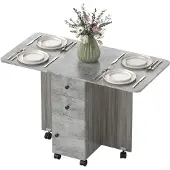 HOMCOM -Opklapbare eettafel-spaanplaat-120x60x76,5cm-grijs