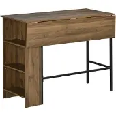 HOMCOM Bartafel met plank - Spaanplaat - 120x76x91,4cm - Bruin