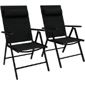 Outsunny -Tuin eetkamerstoel-Aluminium-54x67x108cm-Zwart