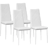 HOMCOM Eetkamerstoel - Synthetische bekleding - 41x50x97cm - Wit