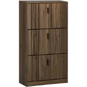 HOMCOM -Opklapbare schoenenkast-Panneaux de particules-63x24x117cm-Noyer foncé