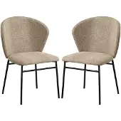 HOMCOM -Eetkamerstoel-Linnen (100% polyester)-52x55x80cm-Bruin