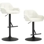 HOMCOM -Barkruk-Polyester-52,5x53x108cm-Crème