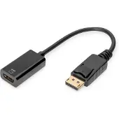 Digitus AK-340415-002-S DisplayPort / HDMI Adapter [1x DisplayPort stekker - 1x HDMI-bus] Zwart 4K UHD, Afgeschermd (dubbel), Afsluitbaar 20.00 cm