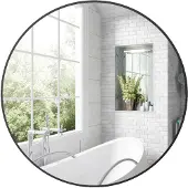 HOMCOM -Badkamerspiegel-Glas-70x2.5x70cm-Zwart