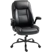 HOMCOM -Bureaustoel-79x72x114cm-Polyurethaan-Zwart