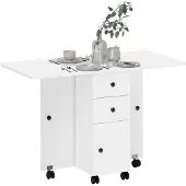 HOMCOM Opklapbare eettafel - Spaanplaat - 120x60x76,5cm - Wit