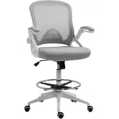 Vinsetto staande bureaustoel - stof - 64x60x126cm - grijs