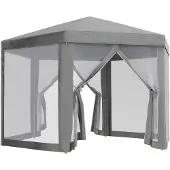 Outsunny -Partytent-Metaal-400x350x250cm-Grijs