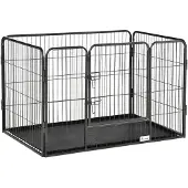 PawHut Huisdierenspeelpen - Staal - 109x74x71cm - Zwart