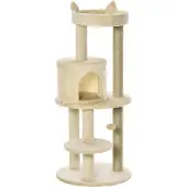 PawHut Kattenboom Spaanplaat - 48x48x104cm - Crème