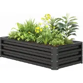 Outsunny tuinbed - Gegalvaniseerd staal - 120x60x30,5 cm - Grijs