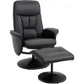 HOMCOM -Relaxfauteuil met voetenbank-PU-76x81x101cm-Zwart