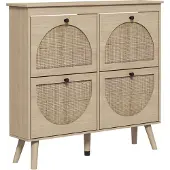 HOMCOM Klapbare schoenenkast - Spaanplaat - 105x24x97,5cm - Natuurlijk hout