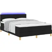 vidaXL LED Box Spring Bed met hoofdeinde Zwart 140 x 200 cm Stof