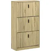 HOMCOM Klapbare schoenenkast - Spaanplaat - 63x24x117cm - Eiken