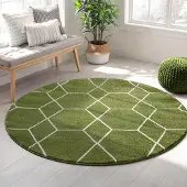 Muratap Trellis uni rond effen laagpolig vloerkleed modern 150 cm rond