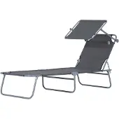 Outsunny -ligstoel - Metaal - 187x58x36cm - Grijs