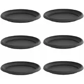 vidaXL Ronde bloemenschalen 6 pcs Zwart Ø 14 x 2 cm Kunststof