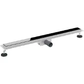 vidaXL Doucheafvoer met Glazen Deksel Zwart 90 cm Roestvrij staal 304