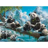 Castorland puzzel winterplezier panda's - 2000 stukjes puzzel.